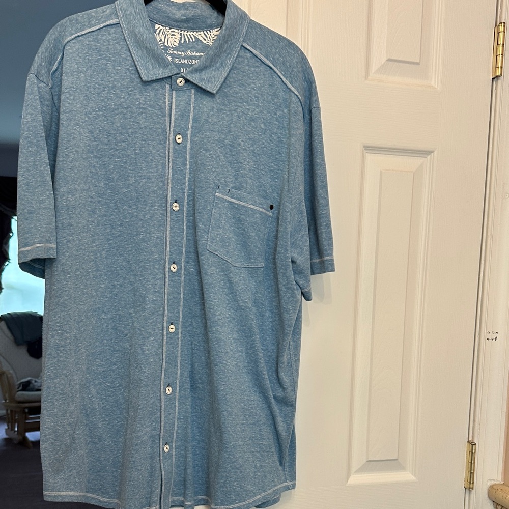 Tommy Bahama Blue Casual Button Down Shirt Xl Islandzone